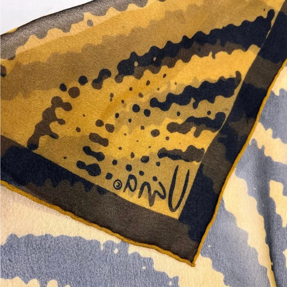 Vintage Vera Neumann Black and Gold Sheer Scarf Scarves by Vera 25” X 25”